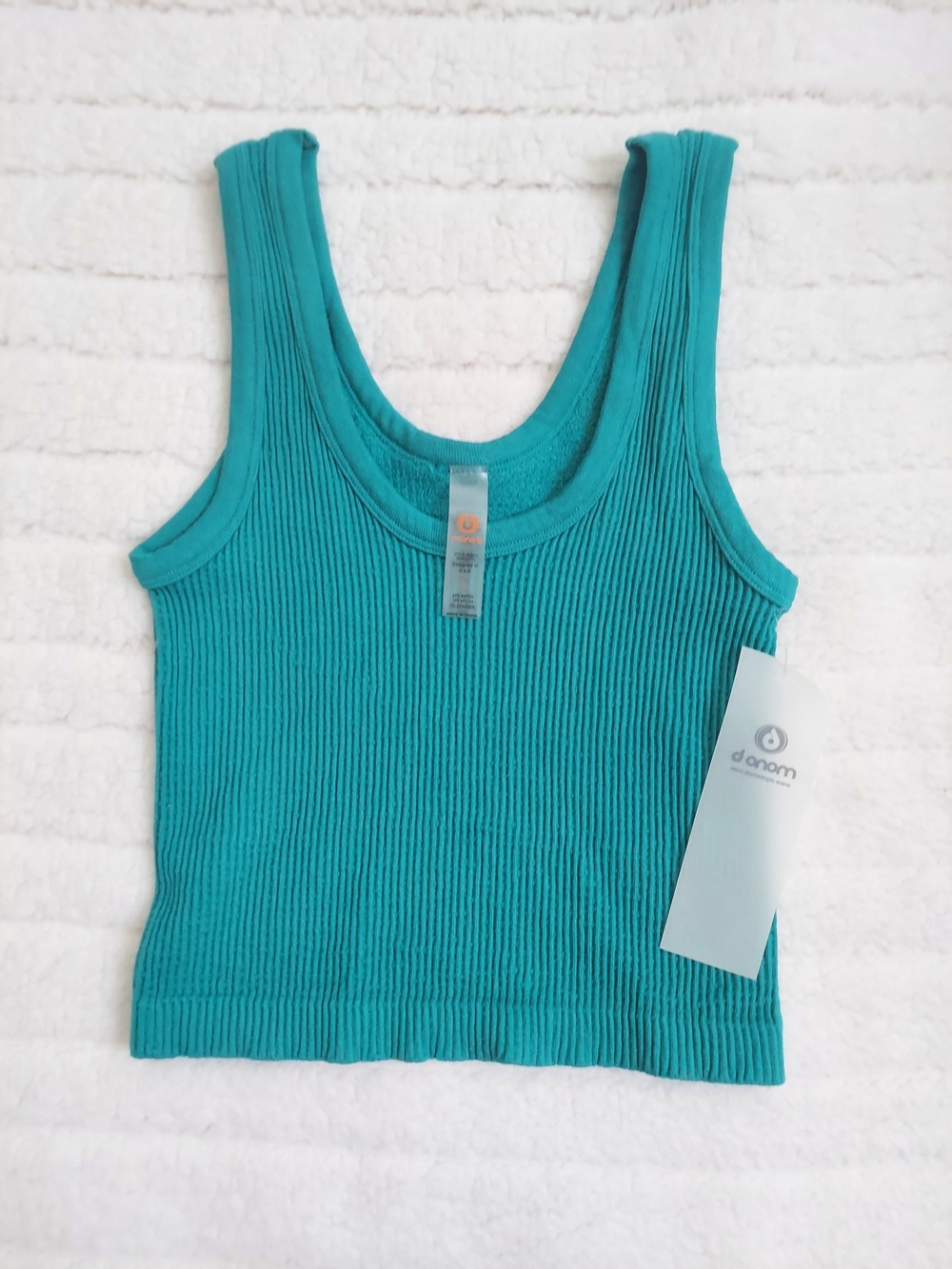 Mono B Teal Ribbed Crop Tank Top Women's Size Small NWT Y2K Retro Preppy Beach